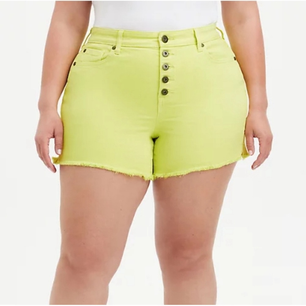 Torrid High Rise Midi Sunny Lime Shorts‎